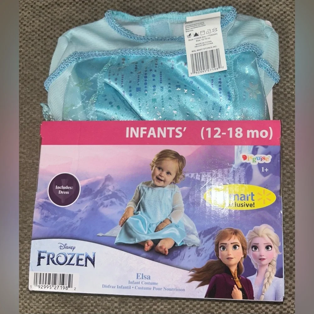 Disney Frozen Elsa Infant Costume, Official Frozen Baby Costume Onsie with Cape - Picture 3 of 4